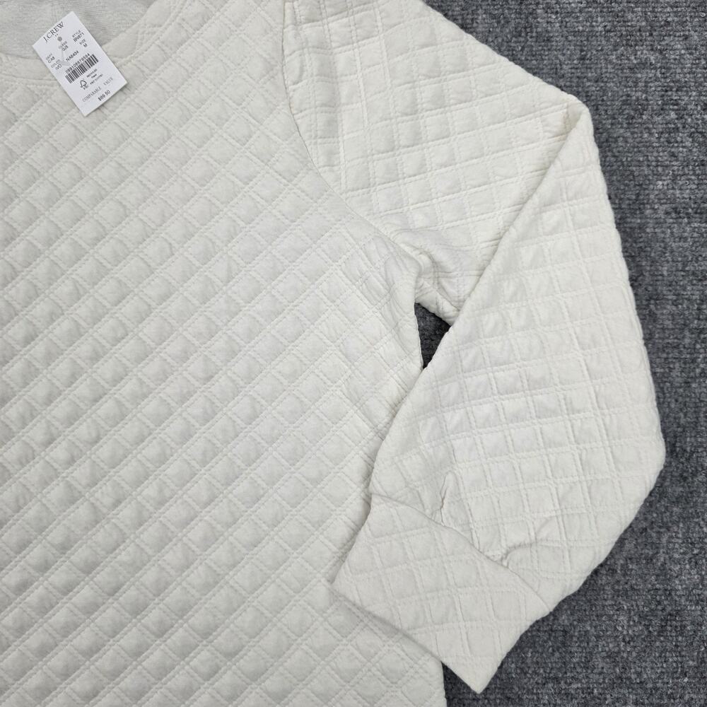 J Crew Sweater Womens Medium Ivory Quilted Pullover Long Sleeve Textured Casual - Picture 13 of 16